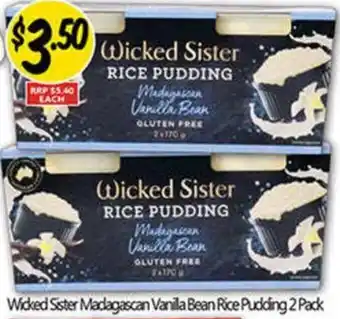 Wicked Sister Madagascan Vanila Bean Rice Pudding 2 Pack