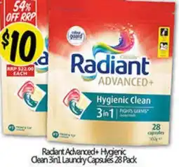 NQR Radiant Advanced+ Hygienic Clean 3in1 Laundry Capsules 28 Pack offer