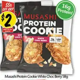 NQR Musashi Protein Cookie White Choc Berry 58g offer