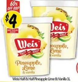 NQR Weis Half & Half Pineapple Lime & Vanilla 1L offer