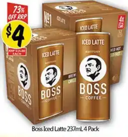 NQR Boss Iced Latte 237mL4 Pack offer
