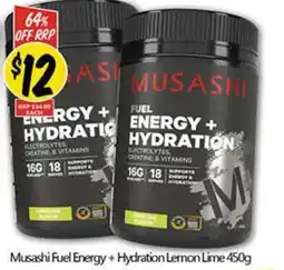 NQR Musashi Fuel Energy+Hydration Lemon Lime 450g offer