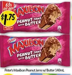 NQR Peter's Maxibon Peanut Jams w/Butter 140mL offer