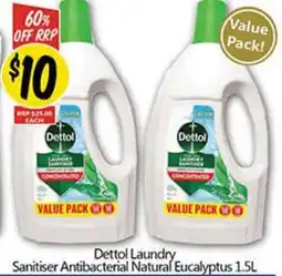 NQR Dettol Laundry Sanitiser Antibacterial Natural Eucalyptus 1.5L offer