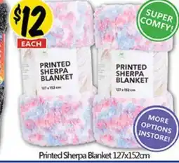 NQR Printed Sherpa Blanket 127x152cm offer