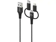 Officeworks Comsol Lightning/USB-C/Micro to USB-A MFi Cable 1.2m Black offer