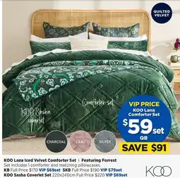 Spotlight Koo lana iced velvet comforter set offer