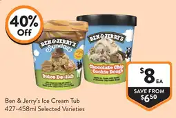 Foodworks Ben & Jerrys Ice Cream Tub offer