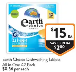 Foodworks Earth Choice Dishwashing Tablets All in One offer