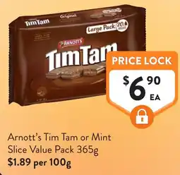 Foodworks Arnotts Tim Tam or Mint Slice Value Pack offer