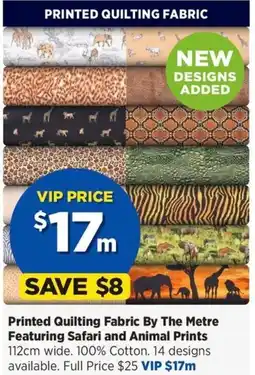 Spotlight Printed Quilting Fabric By The Metre Featuring Safari and Animal Prints offer