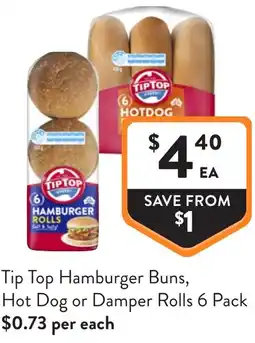 Foodworks Tip Top Hamburger Buns Hot Dog or Damper Rolls offer