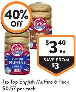 Foodworks Tip Top English Muffins offer