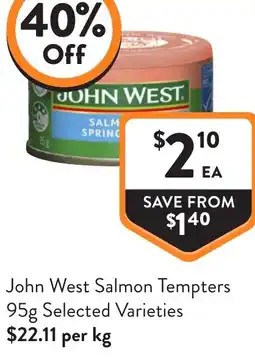 Foodworks John West Salmon Tempters offer