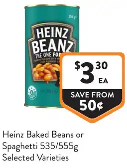 Foodworks Heinz Baked Beans or Spaghetti offer