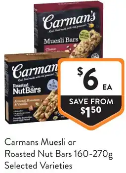 Foodworks Carmans Muesli or Roasted Nut Bars offer