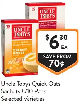 Foodworks Uncle Tobys Quick Oats Sachets offer