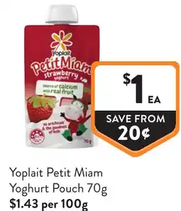 Foodworks Yoplait Petit Miam Yoghurt Pouch offer
