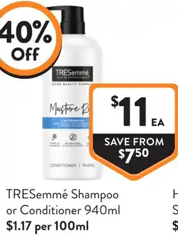 Foodworks Tresemmé shampoo or conditioner offer