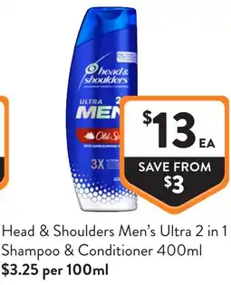 Foodworks Head & Shoulders Mens Ultra 2 in 1 Shampoo & Conditioner offer