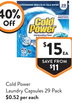 Foodworks Cold Power Laundry Capsules offer