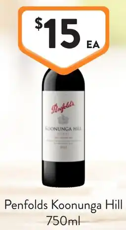 Foodworks Penfolds Koonunga Hill offer