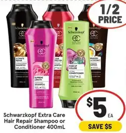 IGA Schwarzkopf Extra Care Hair Repair Shampoo or Conditioner offer