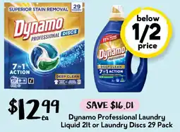 Drakes Dynamo Professional Laundry Liquid 2lt or Laundry Discs offer