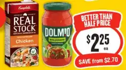 IGA Dolmio Pasta Sauce or Campbell's Real Stock offer