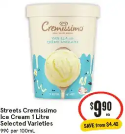 IGA Streets Cremissimo Ice Cream offer