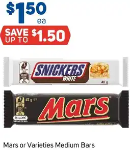 Foodland Mars or Varieties Medium Bars offer