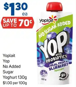 Foodland Yoplait Yop No Added Sugar Yoghurt offer