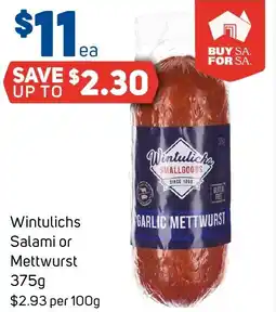 Foodland Wintulichs Salami or Mettwurst offer