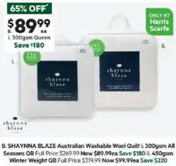 Harris Scarfe Australian Washable Wool Quilt offer
