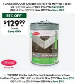 Harris Scarfe Comfortech Charcoal Infused Memory Foam Mattress Topper DB offer