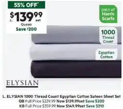Harris Scarfe Thread Count Egyptian Cotton Sateen Sheet Set offer
