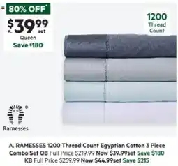 Harris Scarfe Thread Count Egyptian Cotton 3 Piece Combo Set offer