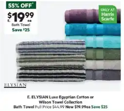 Harris Scarfe Luxe Egyptian Cotton or Wilson Towel Collection offer