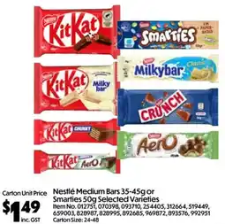 C-Store Distribution Nestlé Medium Bars or Smarties offer