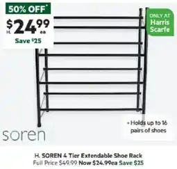 Harris Scarfe 4 Tier Extendable Shoe Rack offer