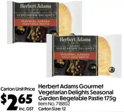 C-Store Distribution Herbert Adams Gourmet Vegetarian Delights Seasonal Garden Begetable Pastie offer