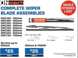 Burson Auto Parts Complete wiper blade assemblies offer