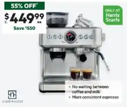 Harris Scarfe Pro Dual Boiler Manual Coffee Machine with Grinder offer