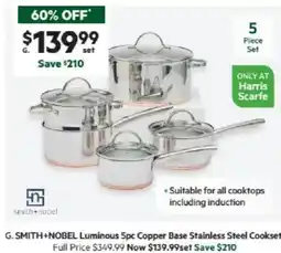 Harris Scarfe Luminous 5pc Copper Base Stainless Steel Cookset offer