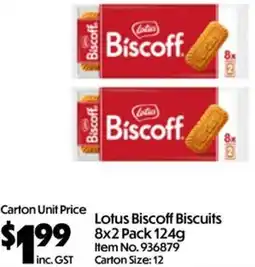 C-Store Distribution Lotus Biscoff Biscuits 8x2 Pack offer