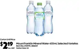 C-Store Distribution Mount Franklin Mineral Water offer
