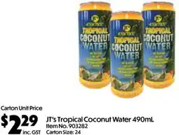 C-Store Distribution JT's Tropical Coconut Water offer