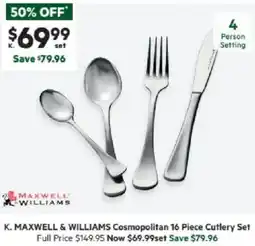 Harris Scarfe MAXWELL & WILLIAMS Cosmopolitan 16 Piece Cutlery Set offer