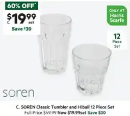 Harris Scarfe SOREN Classic Tumbler and Hiball 12 Piece Set offer