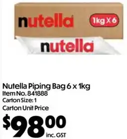 C-Store Distribution Nutella Piping Bag offer
